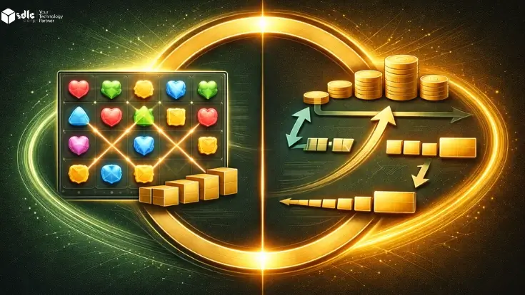 Visual showing how RTP influences casino game design and player strategy through structured systems