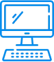 “Icon of a desktop computer with monitor and keyboard, symbolizing PC use and computer technology.”