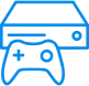 “Icon of a gaming console with a controller, symbolizing video games and console gaming.”