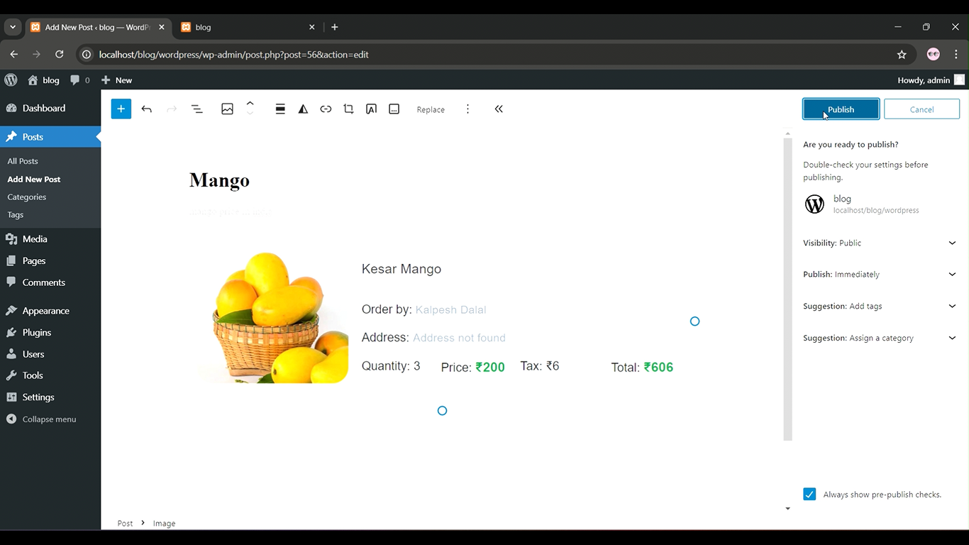 5)Publish the Post