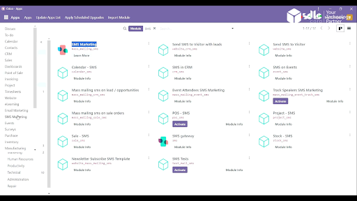 How to Use Odoo for SMS Marketing: Click on the SMS Marketing