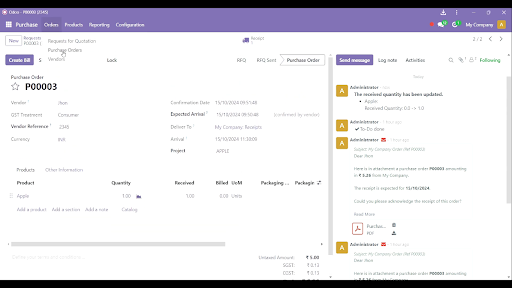 Create a Purchase Bill and Pay It in Odoo: Convert RFQ to Purchase Order (PO)