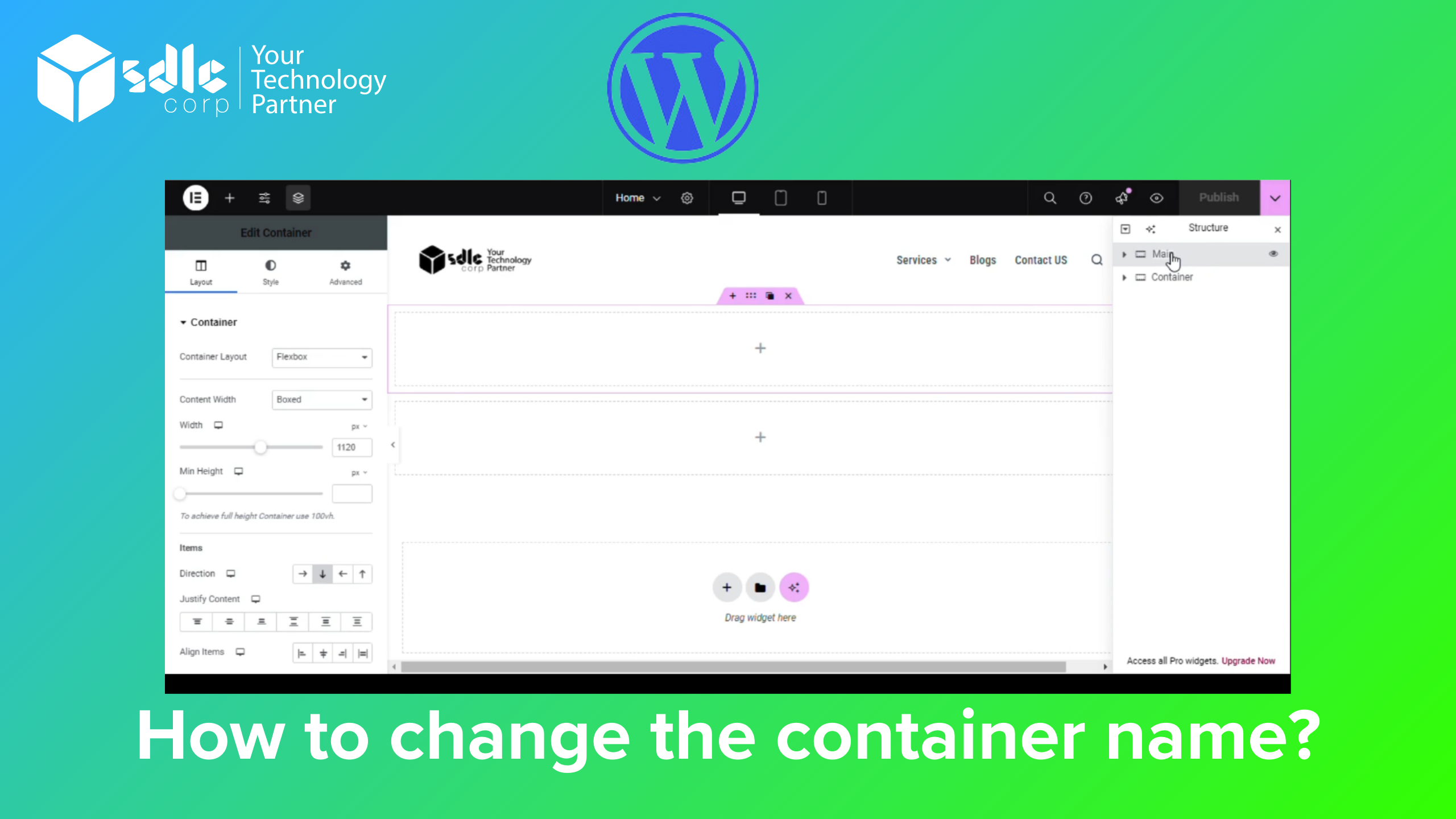 How to change the container name?