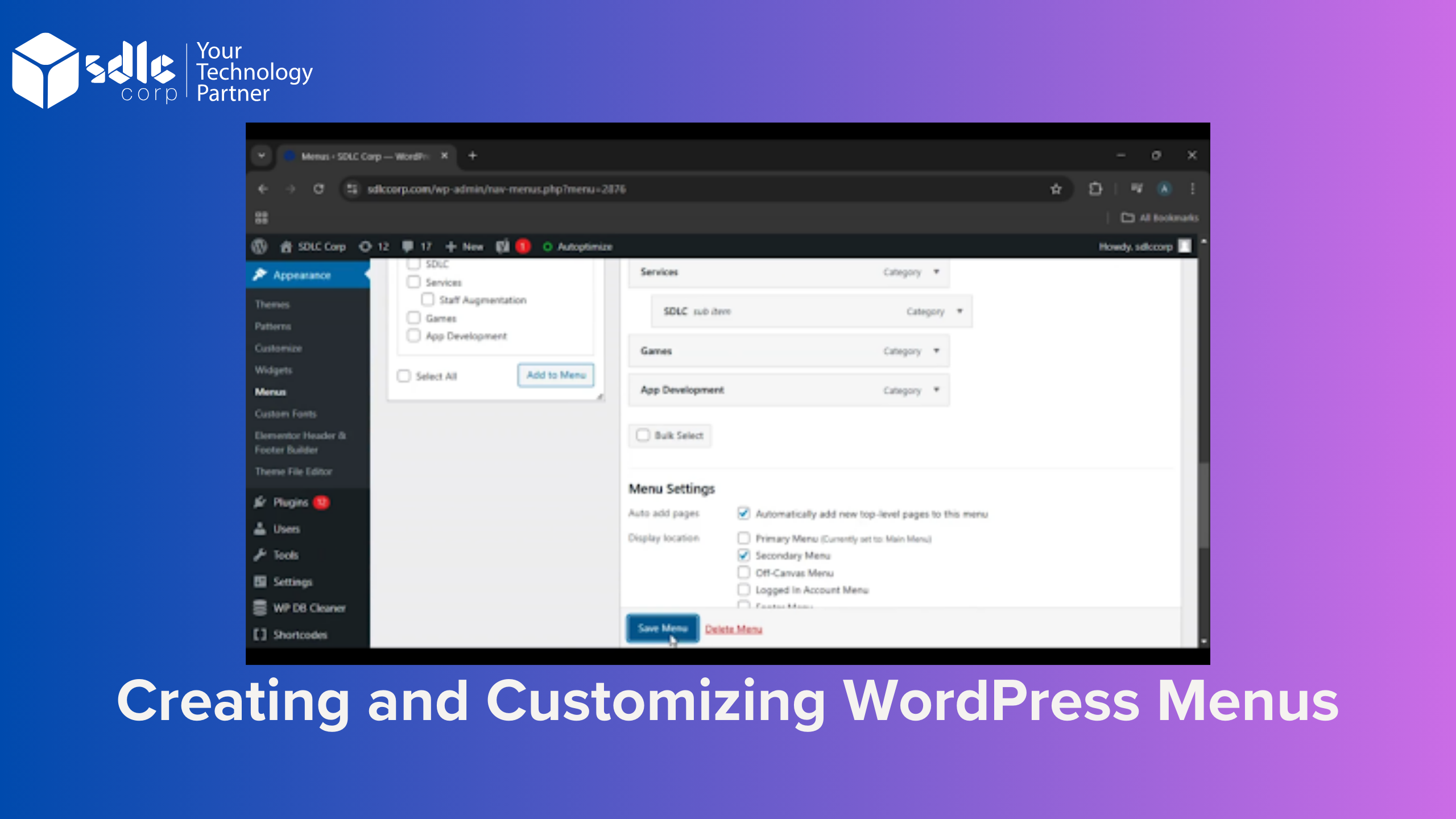 WordPress tutorials and wordpress menus