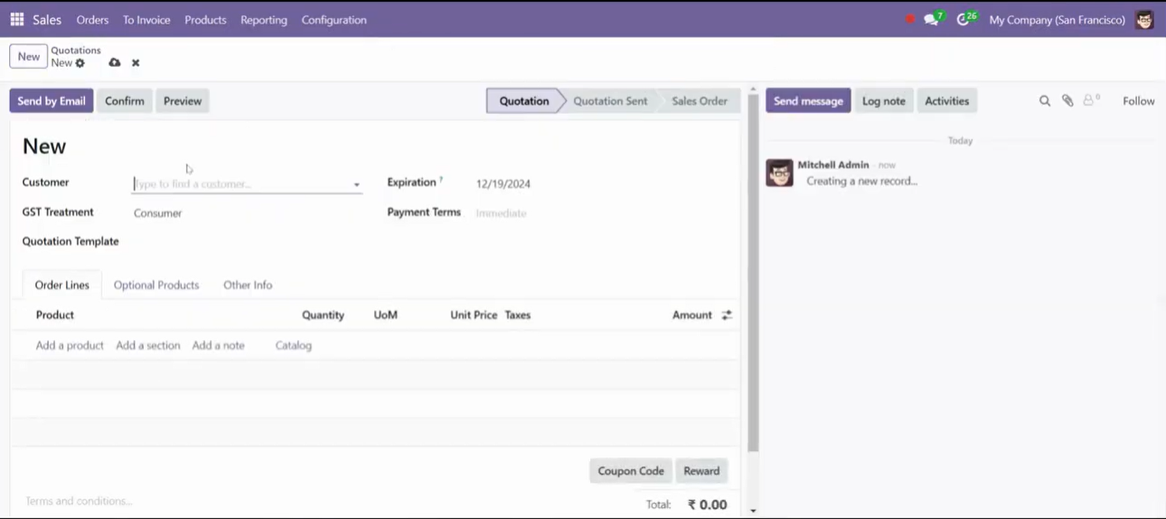 How to copy a message link in chatter in odoo 18