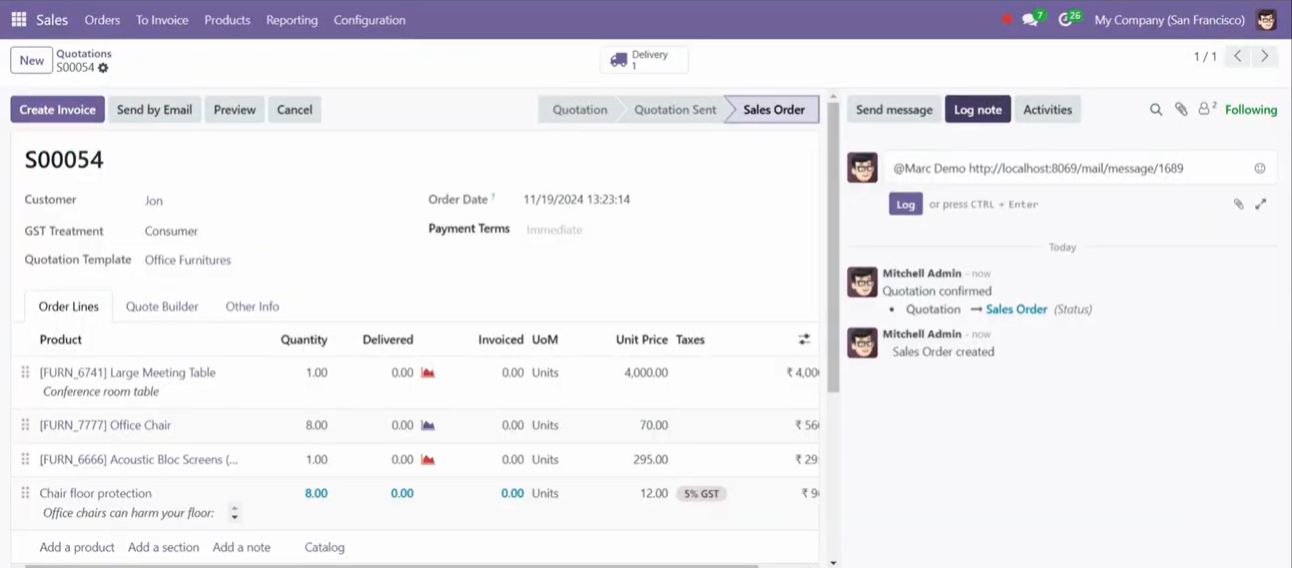 How to copy a message link in chatter in odoo 18