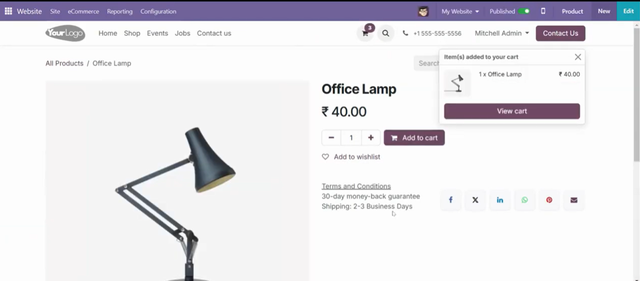 Save for later feature in odoo 18 website