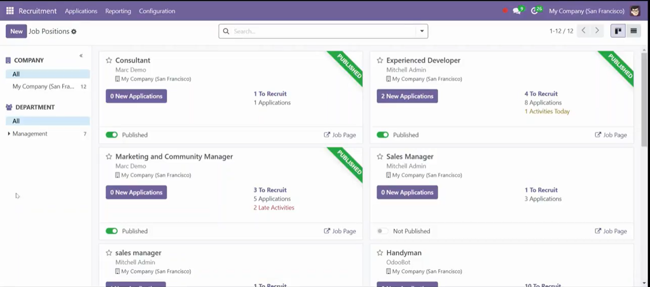 Search Matching applicants in odoo 18