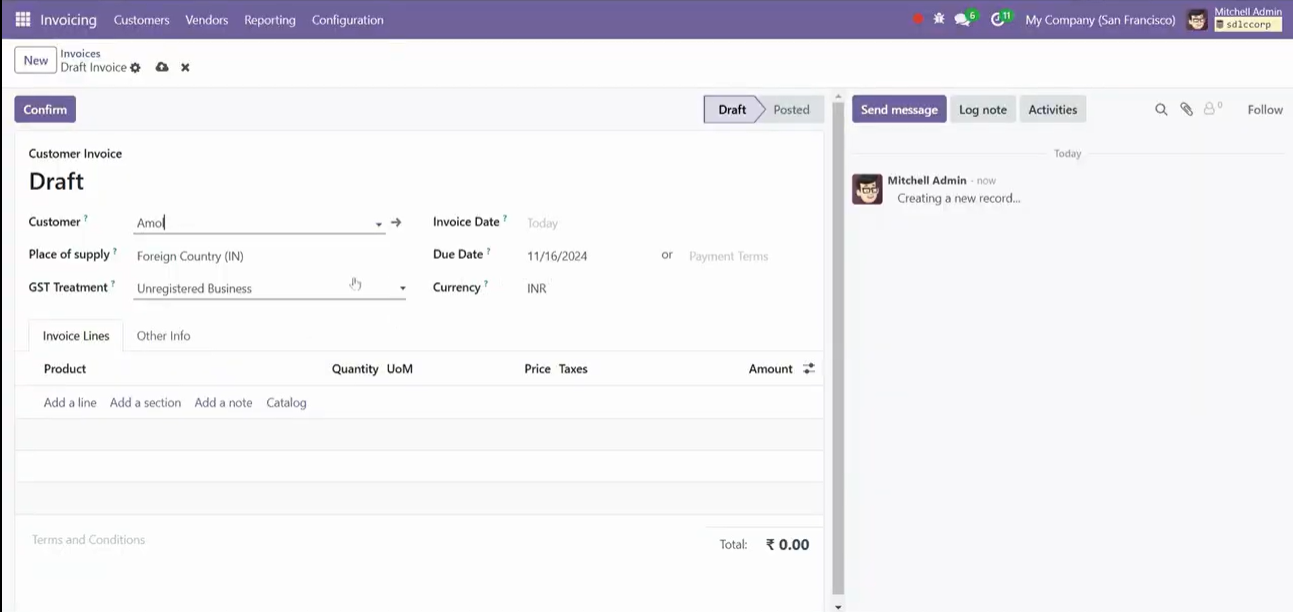 Customer invoice management dashboard