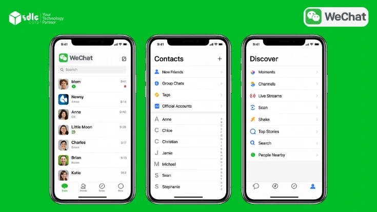 WeChat mobile app interface screens