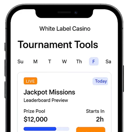 Portrait mobile screen featuring tournament tools UI with event schedules, prize pools, and leaderboard previews on transparent background.