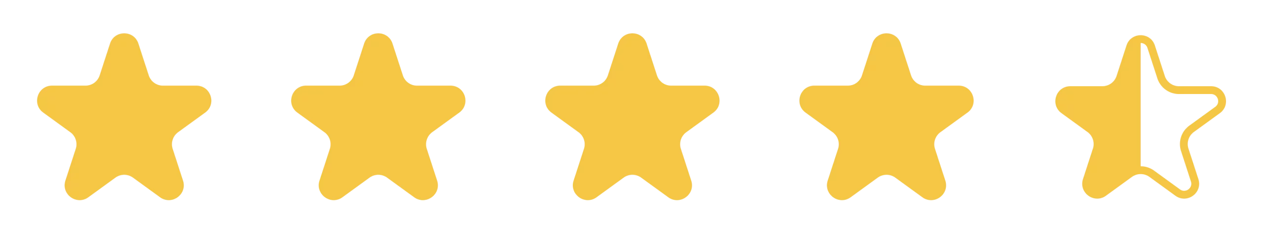 four and a half star rating icon representing user reviews and feedback