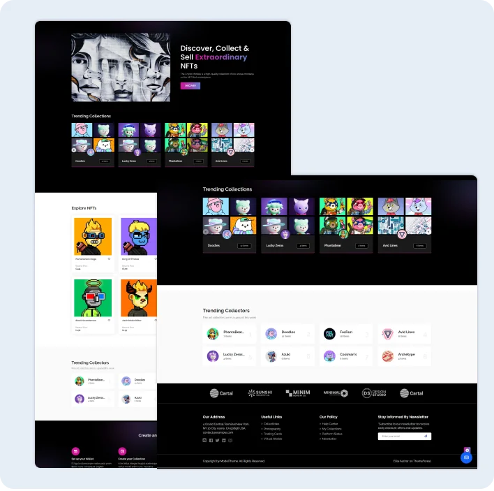 NFT marketplace platform with digital artwork gallery