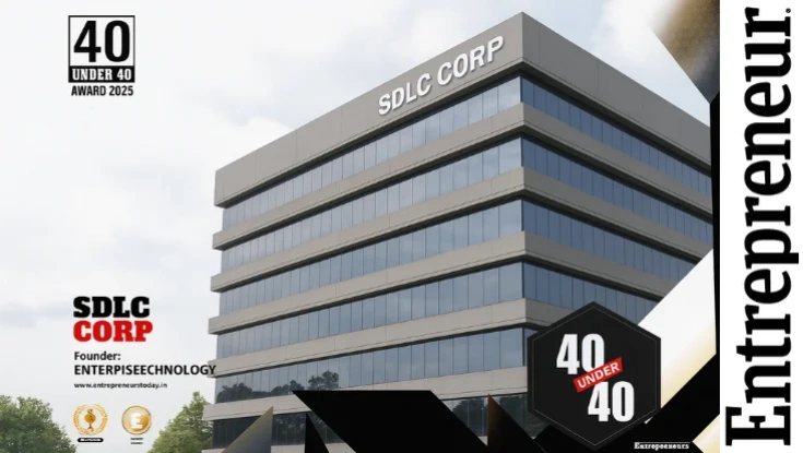 SDLC Corp office building with 40 Under 40 award recognition for enterprise AI