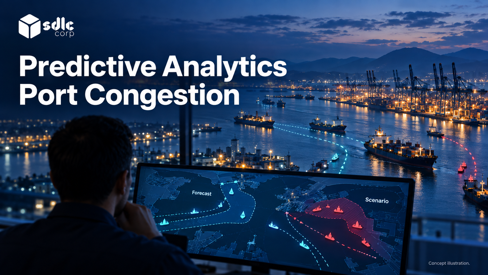An anonymized planning view distinguishing forecast and scenario.