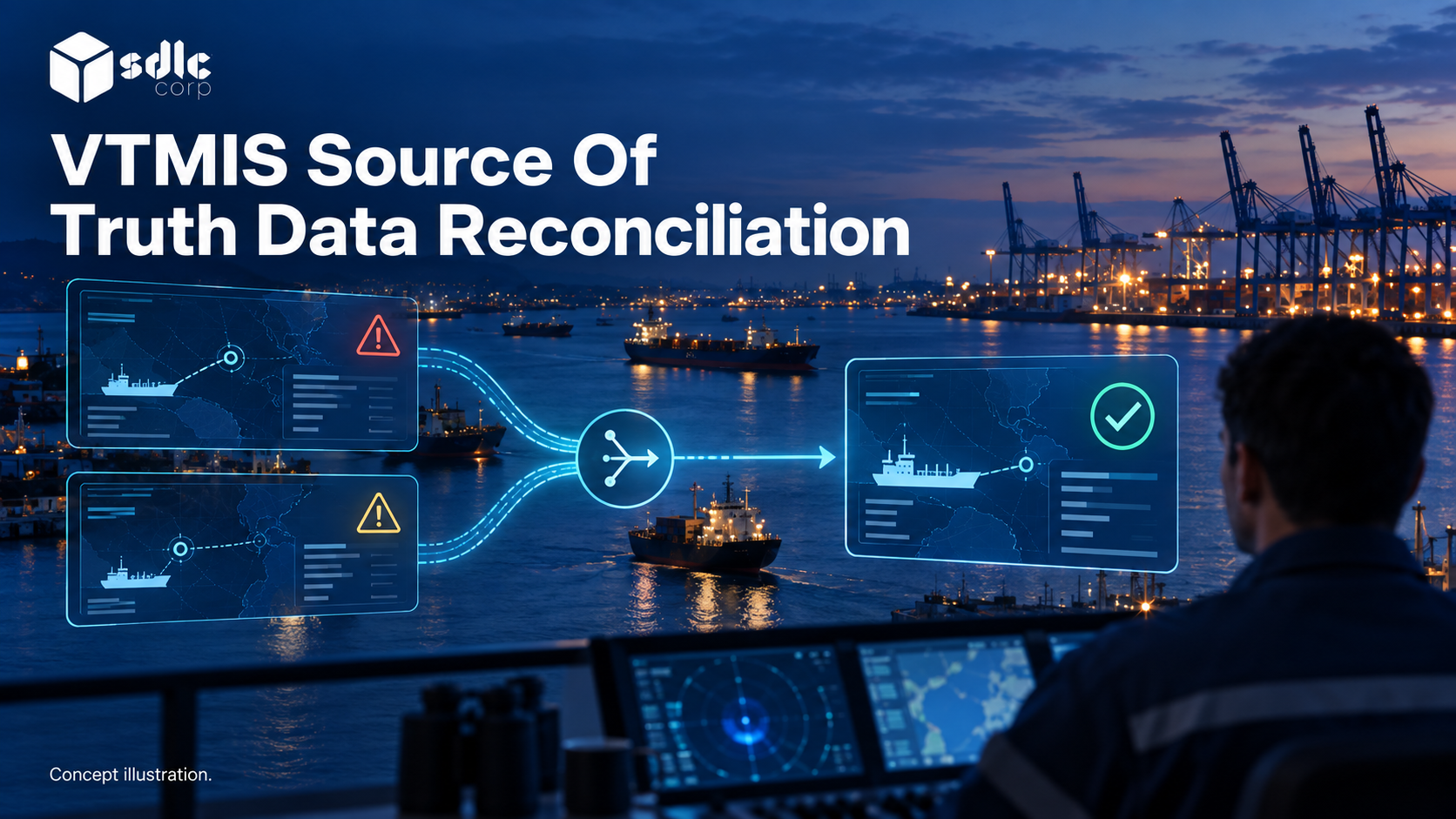 Two conflicting source records reconciled into an owned operational view.