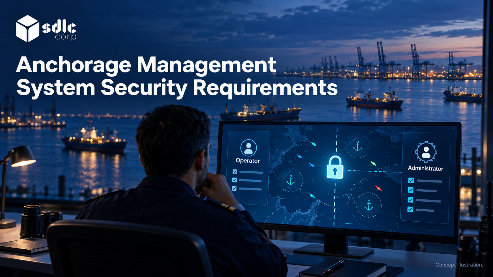 An operator approval and administrator access boundary in a maritime workspace.
