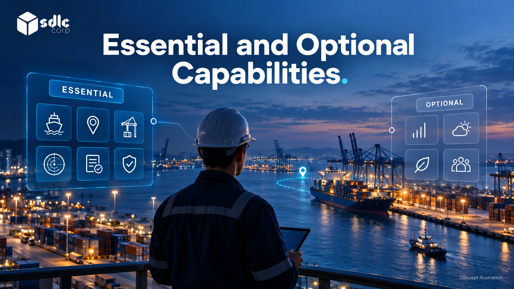 Port application capabilities separated into essential and optional groups.