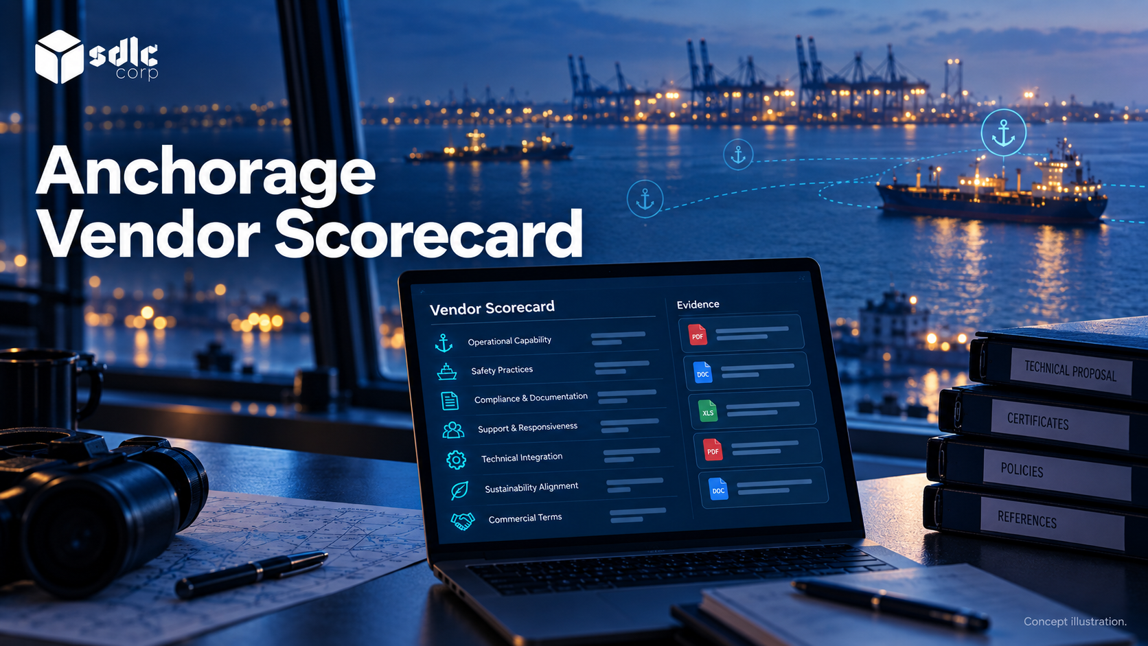 A vendor scorecard with evidence attachments.
