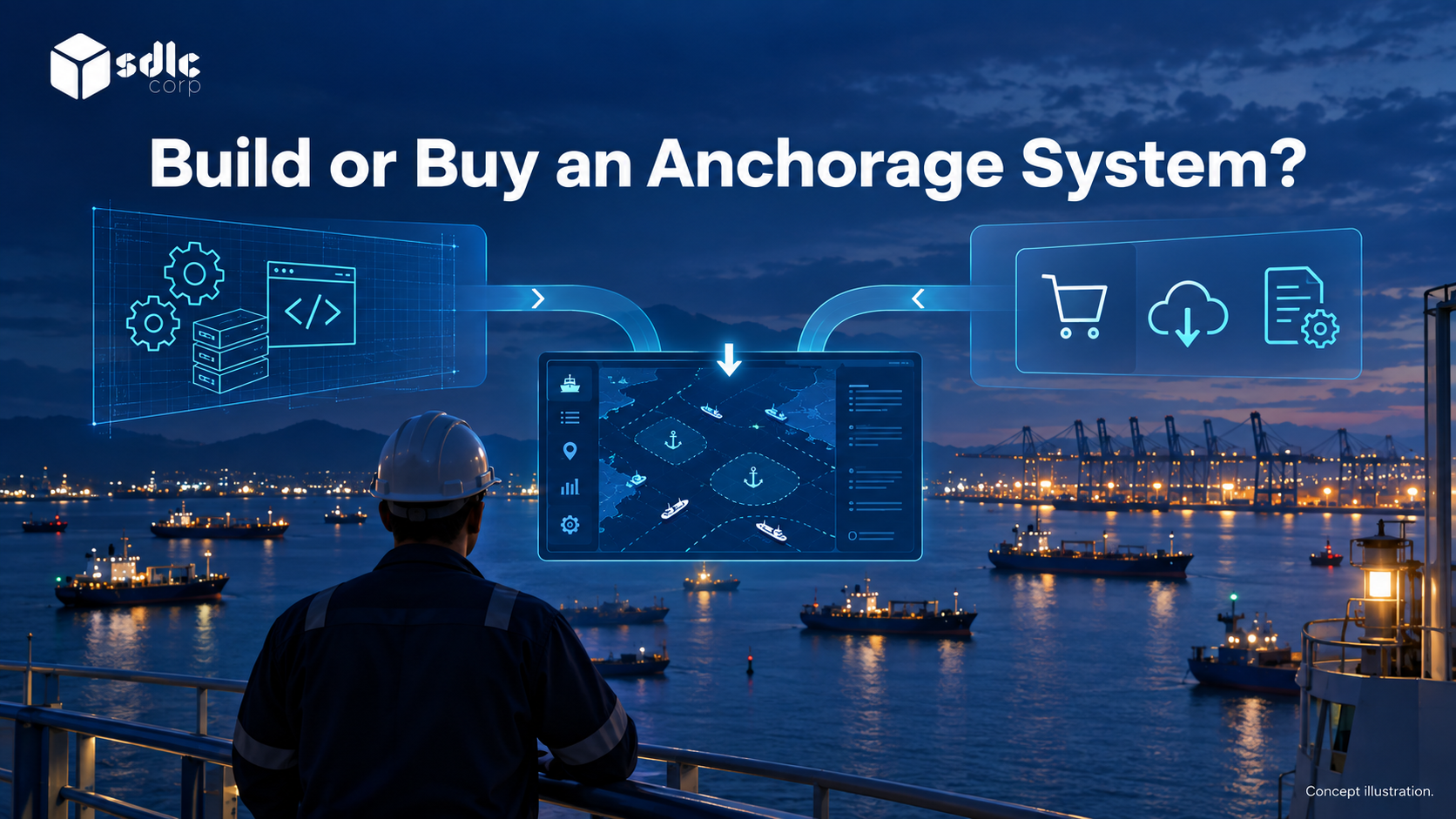 Build and buy paths feeding the same required port workflow.