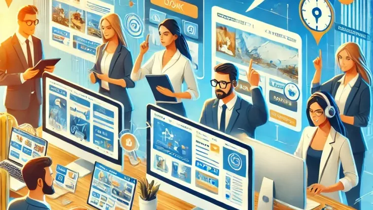 Travel operations team using a booking platform