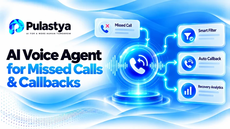 Pulastya AI voice agent for missed calls and automated callbacks, featuring smart call filtering, automatic callback management, and recovery analytics.