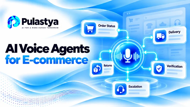 Pulastya AI voice agents for e-commerce handling order status, delivery tracking, returns, customer verification, and human escalation.
