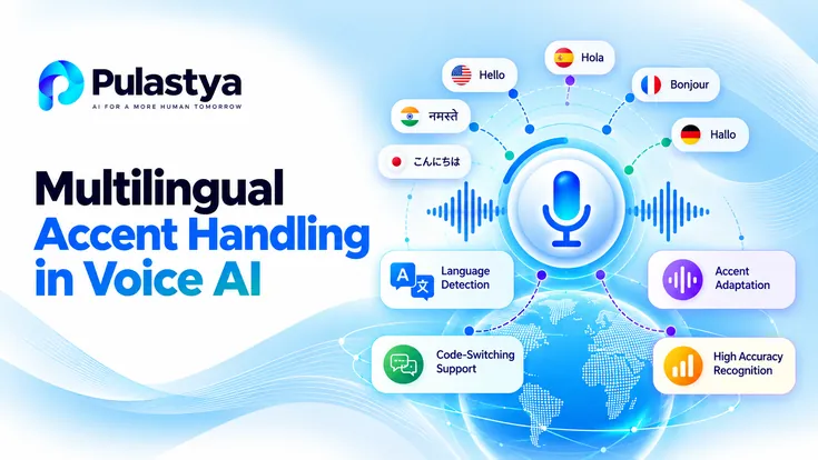 Pulastya multilingual AI voice agents with language detection, accent adaptation, code-switching, confidence routing, and multilingual speech recognition.